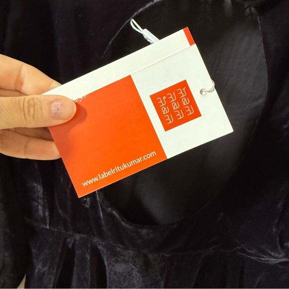 LABEL RITU KUMAR Caroline Flared Dress with Embroidered Yoke in Black M NWT - Picture 9 of 16